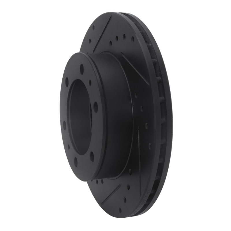 Toyota Hilux Brake Rotor (1) - Front Left - R1 Concepts - Drilled & Slotted - Black - `09-`15